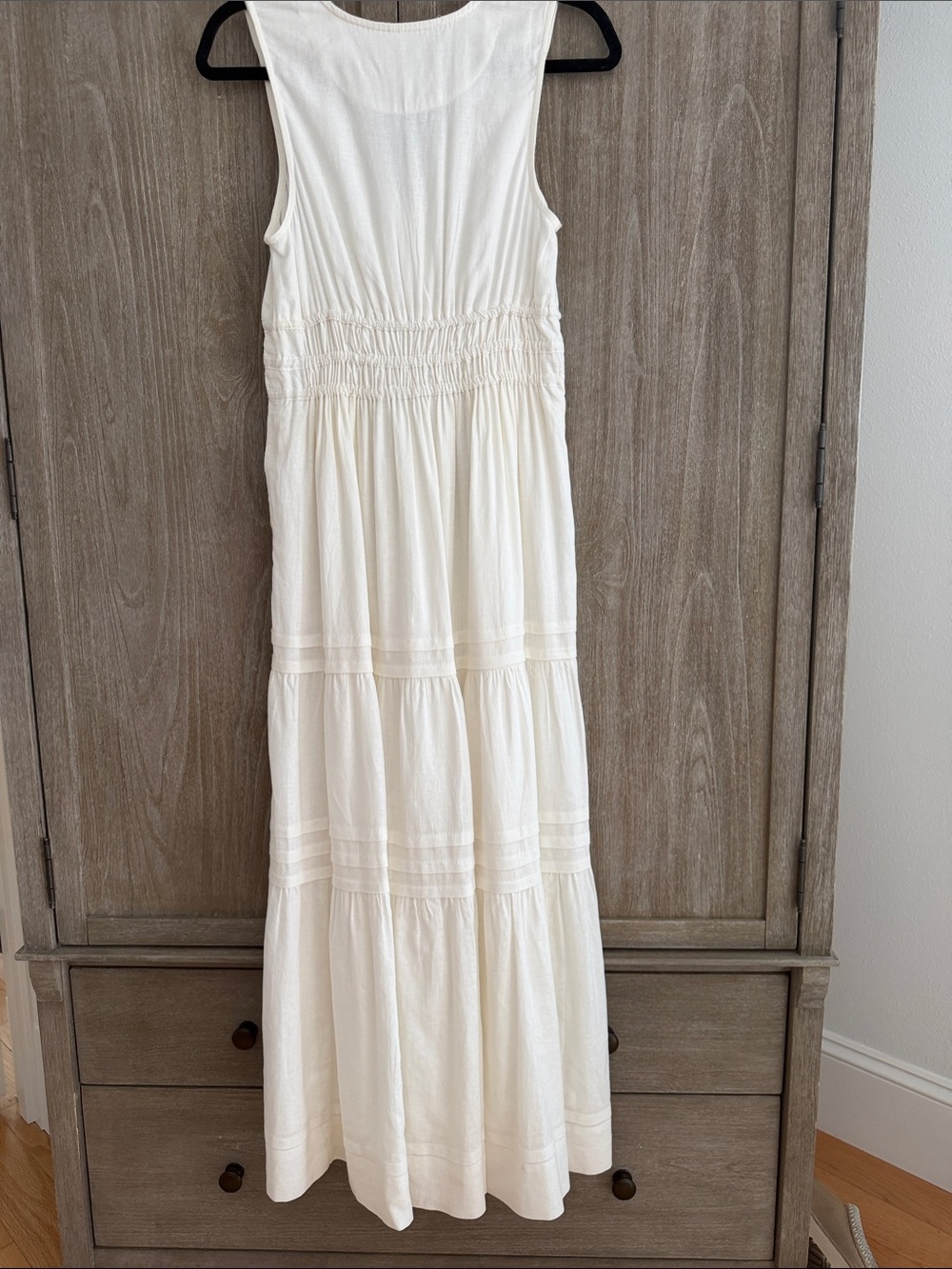 Women's Cream Tiered Maxi Dress with V-Neck - Picture 6 of 7